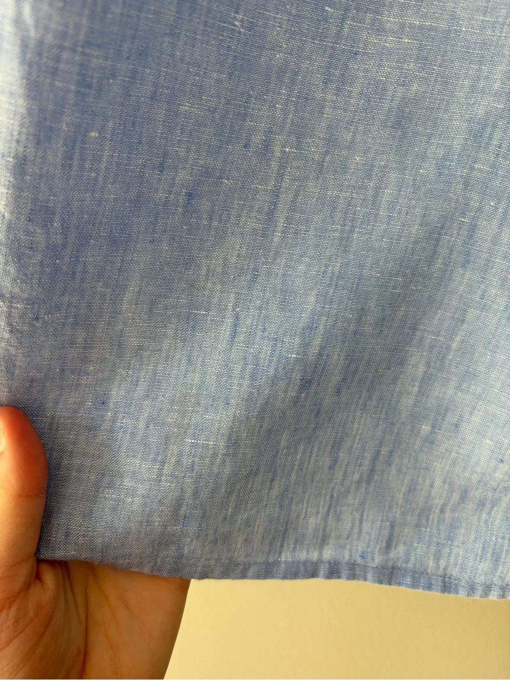 J. Crew Linen Chambray Blue Ruffle Neck Sleeveless Top - Picture 12 of 14